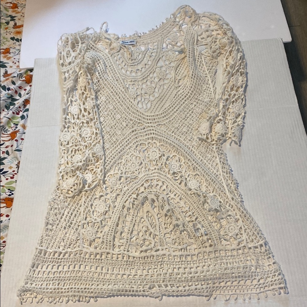 Tiger Mist Cream Crochet Top